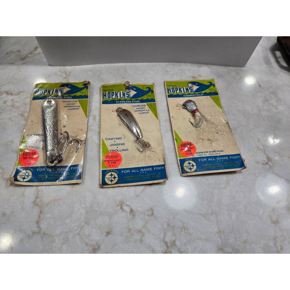 3 Vintage Hopkins Staainless Steel Fishing Lures T 238 Hammertail NO = EQL  NOS